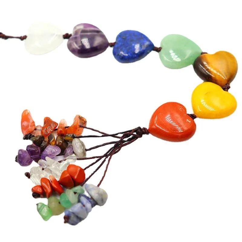 Natural Irregular Stone Pendant Heart Shaped Crystal Original Car Pendants Life Tree Dreamcatcher Handmade Hanging Decorations