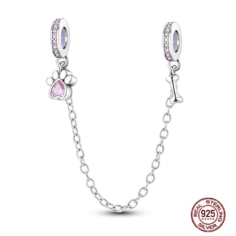 Round 925 Copper Clasp Pave Clip Charms Blue Star Moon Butterfly Slide Safety Chains Spacer Beads Fits Original Bracelet Zircon