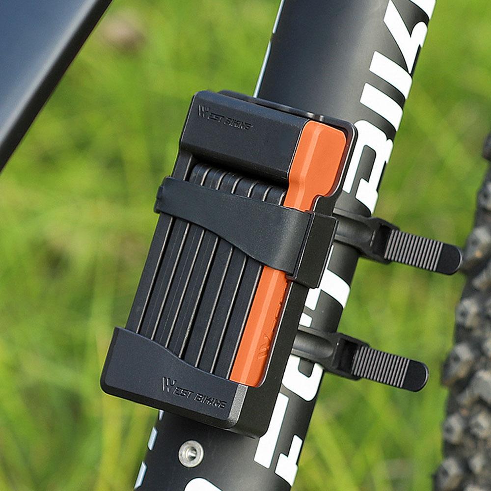 Компактный складной велосипедный замок WEST BIKING, противоугонный цепной замок, сверхмощная надежная защита с 3 ключами для велосипеда, электрического велосипеда/самоката