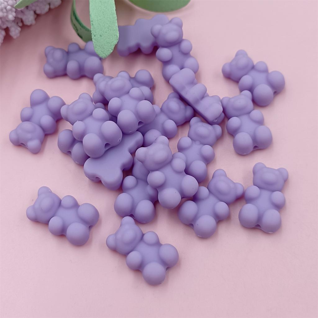 Творческие милые бусины в виде медведя, свободные бусины, 20 шт., браслеты своими руками, изготовление ювелирных изделий, резиновое ожерелье в форме медведя, 18*11 мм, однотонный цвет