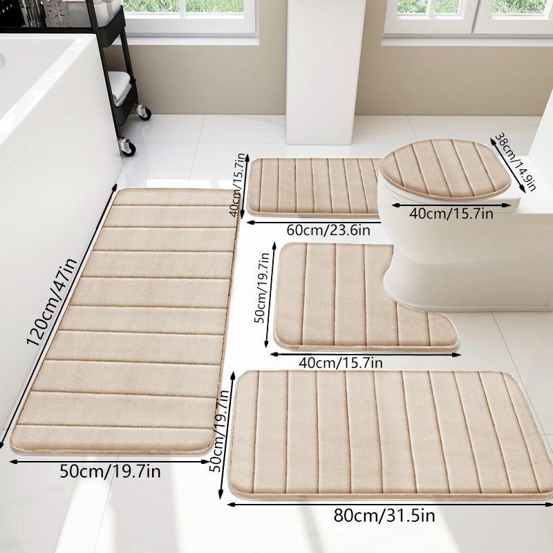 Набор ковриков для ванной 5 штук - Коврик для ванной с эффектом памяти Коврики для туалета Сильно впитывающие Нескользящие Ультрамягкие Легко чистить