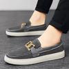 Новые туфли для мужчин Кожаная повседневная обувь Трендовая обувь для отдыха на плоской подошве Уличная мода Мокасины без застежек