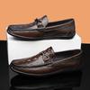 Мода 2024Мужские формальные деловые лоферы Классические роскошные из натуральной кожи с узором крокодила Обувь для ходьбы Мужские повседневные лоферы для свадебной вечеринки
