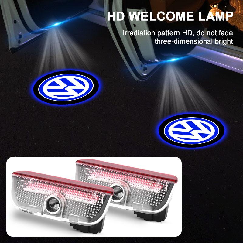 EPYFH1 2PCS Car Door Projector Decor Lamp LED Welcome Lights for VW Golf Polo Jetta Touran TSI TDI R32 MK4 GTI Tiguan Passat
