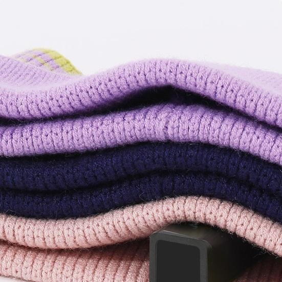 Yousheng Kids Knitted Headband Wide Edge Elastic Ear Protection Warm Striped Contrast Design Ponytail Opening Headband