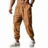 Men's Linen Casual Pants, American Style Wide Leg Outdoor Sports Jogger Cargo Trousers for Spring Autumn