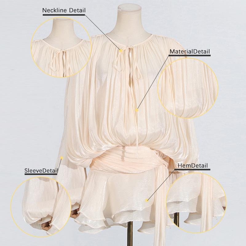 Элегантное женское платье на шнуровке, рукав-фонарик, V-образный вырез, свободное, мини, женские платья, однотонное, блестящее платье для леди