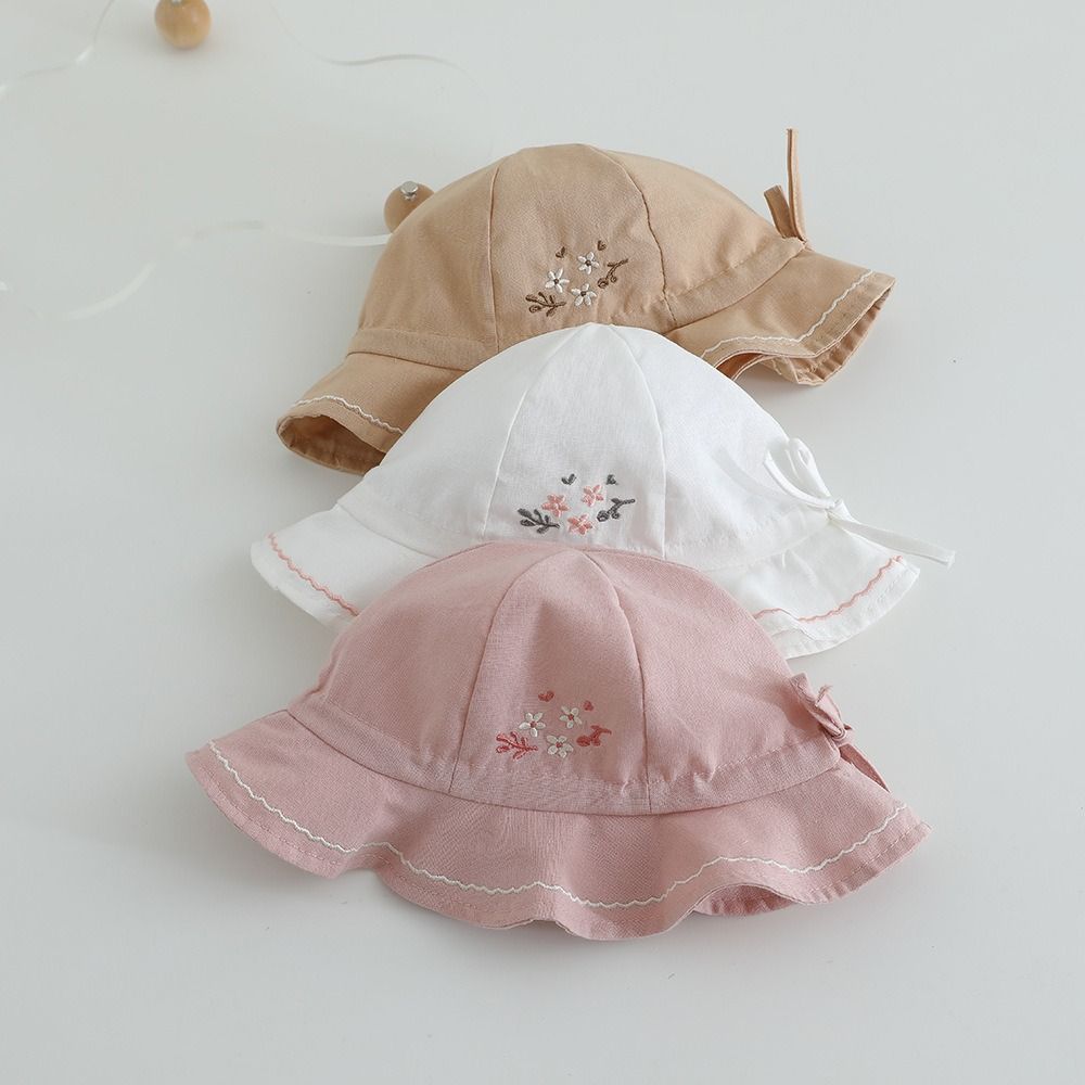 Flower Infant Bucket Hat Pleated Toddle Fisherman Hat Sweet Baby Sunhat  Baby