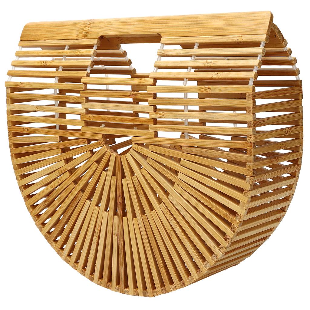 Винтажная бамбуковая сумка женская полукруглая плетеная сумка полая пляжная сумка для лета