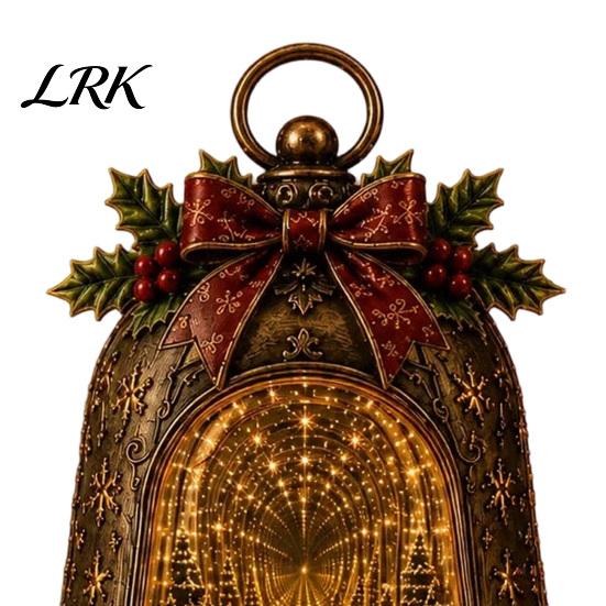 Праздничная полка-витрина Рождественская деревня Вечный колокольчик, Винтажный светящийся вращающийся снежный пейзаж Декор Настольные коллекционные предметы с ангельским венком