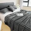 200x230 Double Blanket Solid Color Thickened Wide Striped Multifunctional Blanket, Can Be Used As Bed Sheet