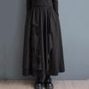 Black Cotton Plus Size High Waist Vintage Embroidery Spring Autumn Casual Loose Long for Woman Skirts Womens Skirt