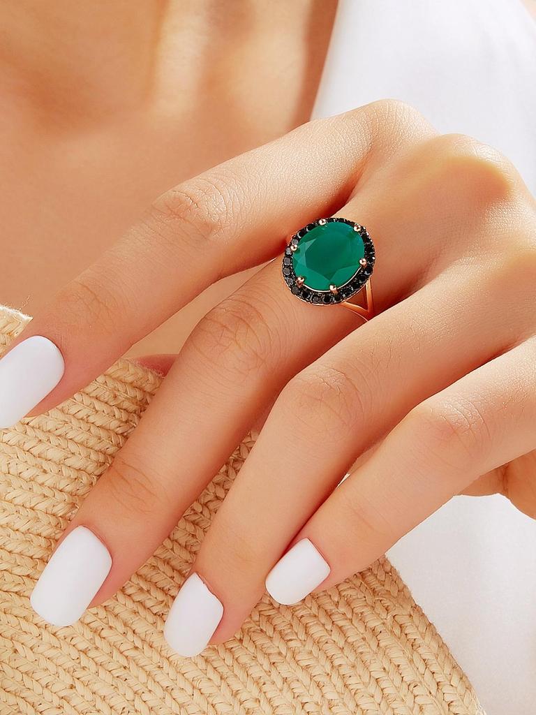 Классическое модное кольцо с натуральным зеленым агатом для женщин, ювелирное изделие из стерлингового серебра 925 пробы, одежда для юбилейной вечеринки