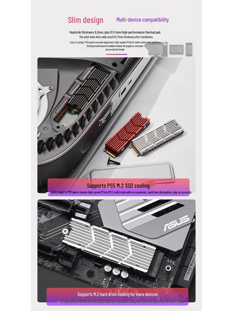 Охладитель SSD Iceberg M2 Pro: Поддерживает твердотельные накопители PS5 2280 NVMe M.2