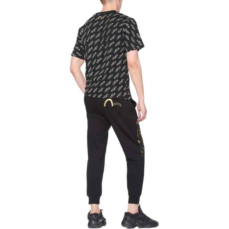 Evisu Мужская футболка с принтом логотипа по всей поверхности SS20 Топы Черный 2ESGNM0TS610XX