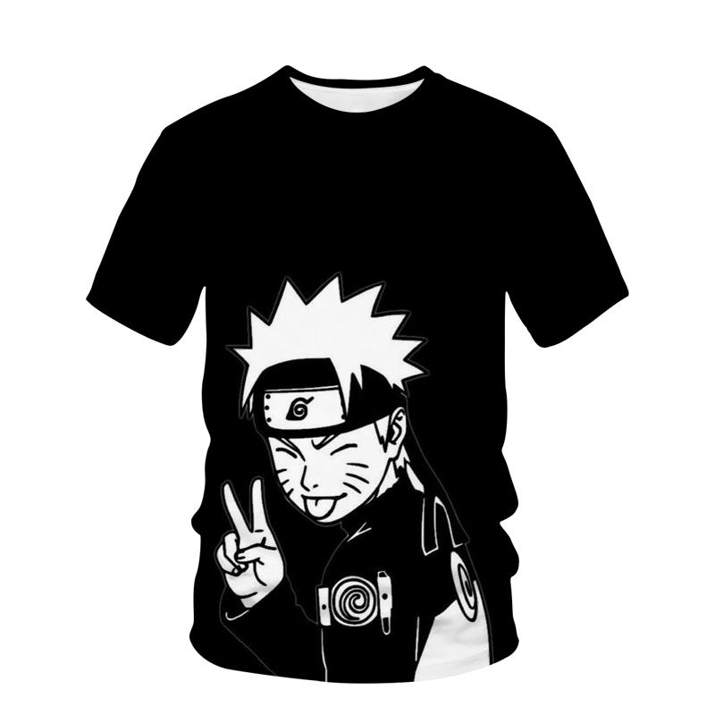 Летний топ с круглым вырезом и 3D-принтом Наруто, модная повседневная футболка с коротким рукавом для детей и мальчиков