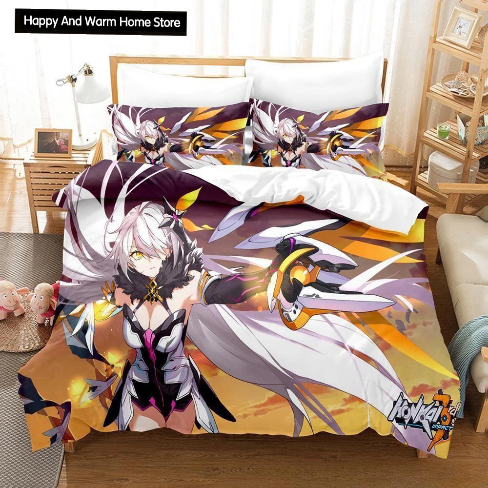 Honkai Impact 3 Bedding Set Anime Duvet Cover Single Twin Full Queen King Size for Adult Boy Bedroom