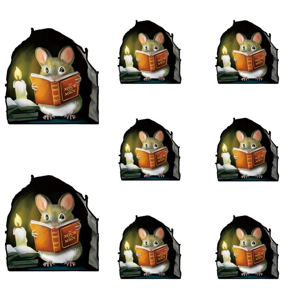 Рождественская наклейка на стену с мышью, мышь для чтения книг, настенная 3D наклейка, забавная очаровательная наклейка на стену, угловая наклейка, детская комната, детская Рождественский декор
