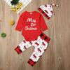 Christmas Baby Newborn First Xmas Romper +Pants+Hat Clothes