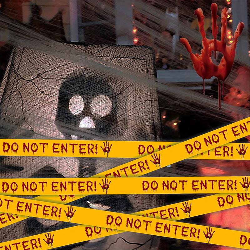 1PC DIY Warning Barrier Tape Halloween Party Safety Tape Haunted House Decoration Tape Reusable Caution Barrier Roll 4.8cmx5m