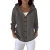 Женская мода однотонная с длинным рукавом на пуговицах с капюшоном повседневная вязаная куртка для работы