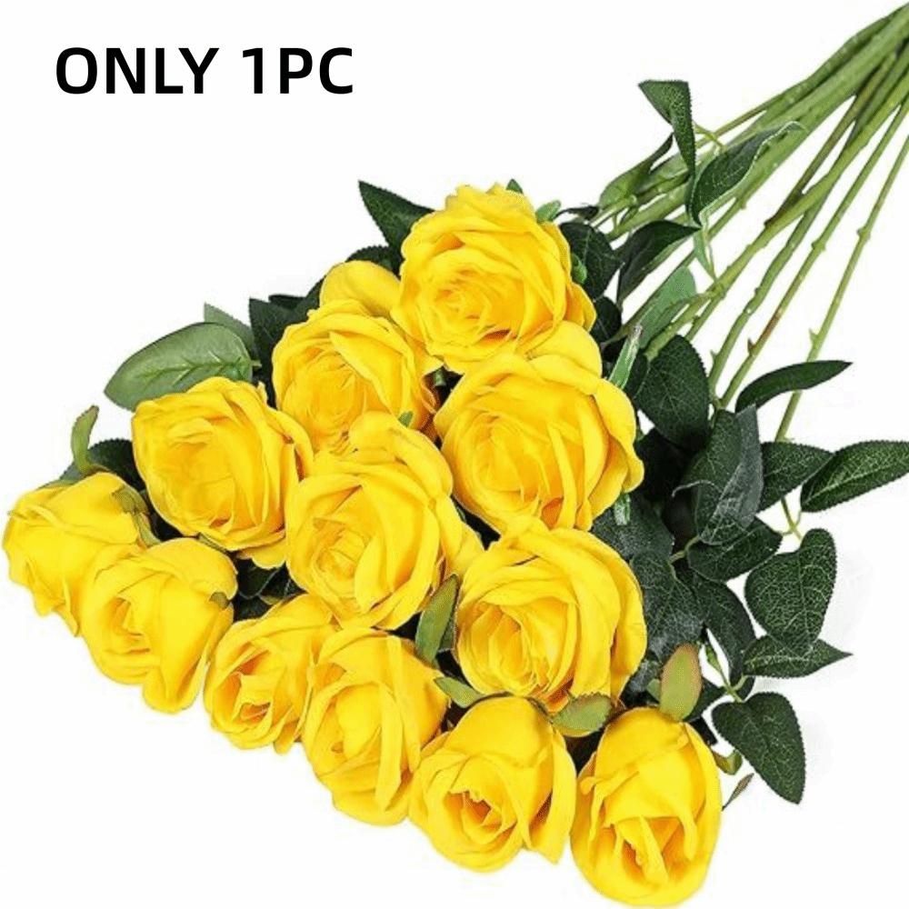 DIY Floral Arrangment Artificial Silk Flowers Fake Roses Bouquet for 1PC Wedding Home Party
