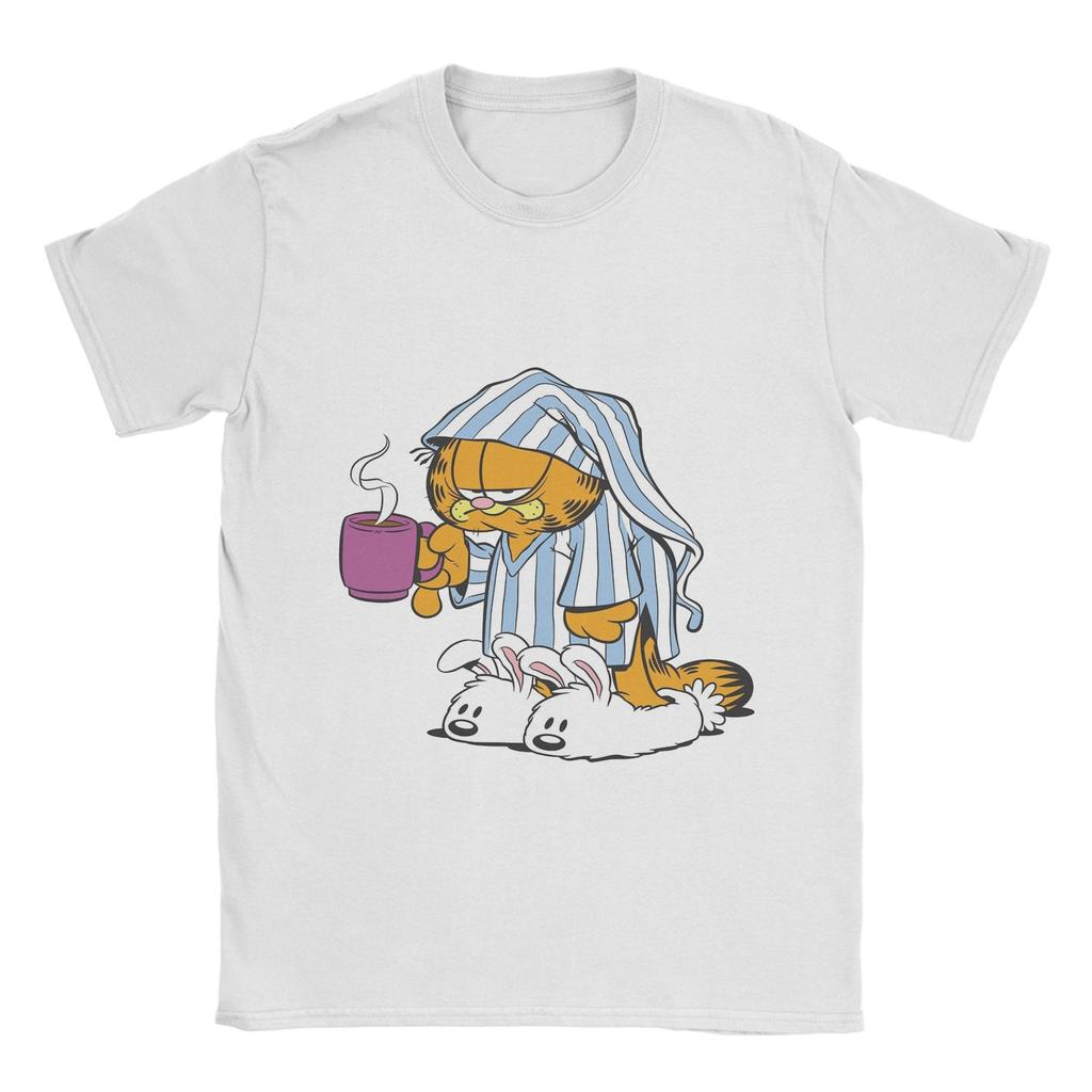 Leisure Garfields I Hate Mondays Coffee T-Shirt Men 100%Cotton Short Sleeve Round Neck Summer Tops Shirts