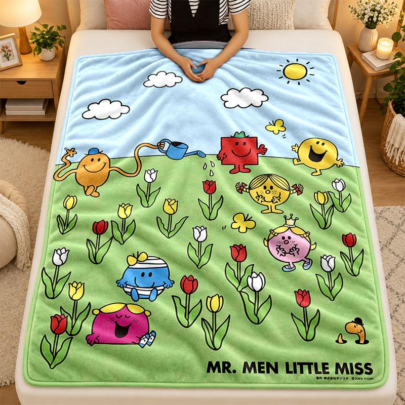 Flannel BlanketMr. Men & Little Miss Warm Soft Throw Blanket for Indoor Sofa Bed Living Room Use