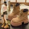 Lace-up Boots Female Fashionable and Comfortable Fall Retro Thick Bottom Big Head Work Boots