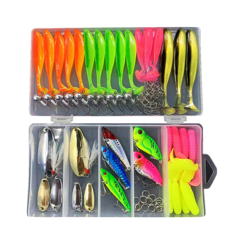 Новая коробка для рыболовных снастей, рыболовный набор с вибрирующими, мягкими, крючковыми и грузилевыми аксессуарами, набор для ловли окуня, судака, форели