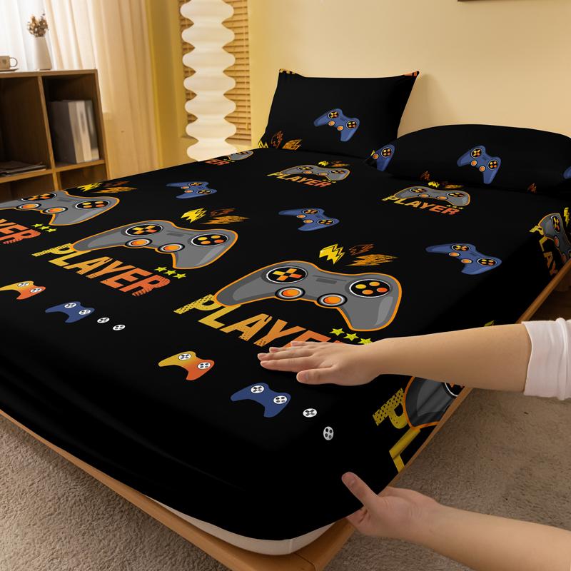 Piece 1 Of Giant Player Black Patterned Matte Bedsheet, Bedroom Printed Bedspread, Bedding Excluding Pillowcases