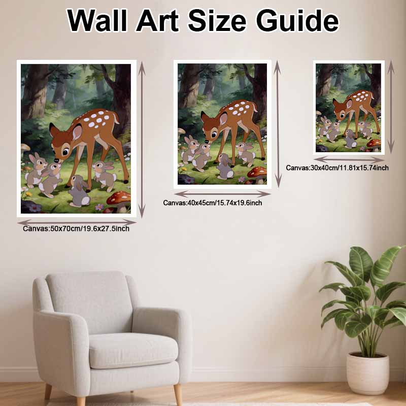 Disney Diamond Art Painting Kit 5D Bambi and Bunnies Diamond Painting Dot Art Kit Home Wall Decor