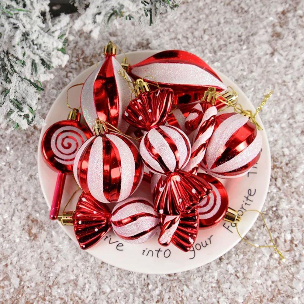 14pcs/set Candy Cane Xmas Tree Hanging Pendants Red Christmas Tree Hanging Ornaments Natal Gift