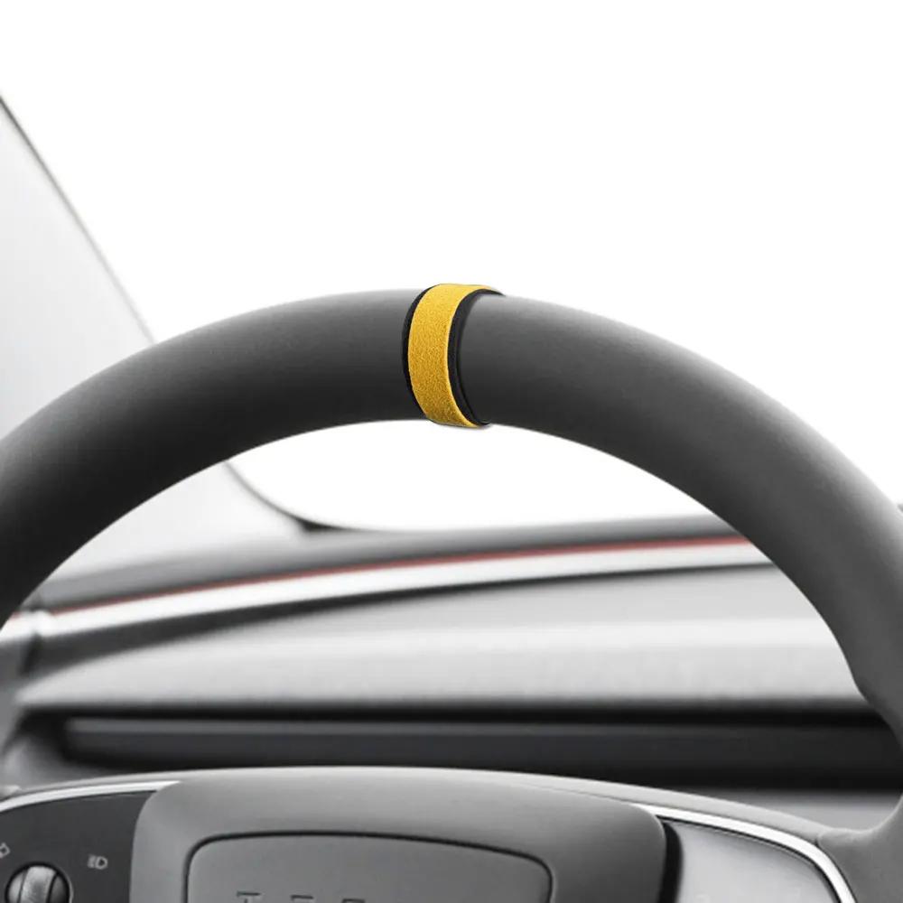 Car Steering Wheel Top Marker For Tesla Model Y Model 3 X S Center Line Red Marking Super Suede Decoration Accessories