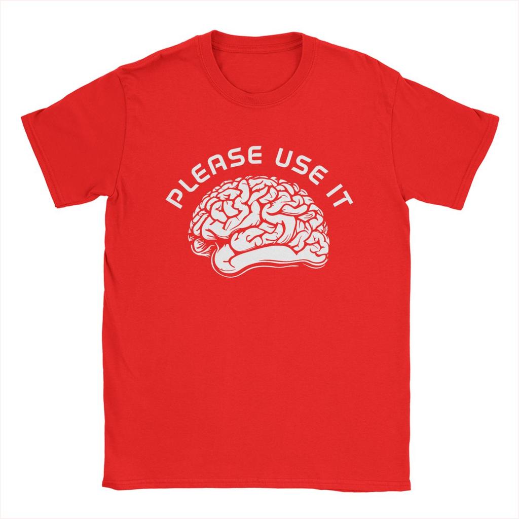 Men T-Shirt Please Use It Your Brain Fashion Cotton Tees Short Sleeve T Shirt Crewneck Clothes Plus Size