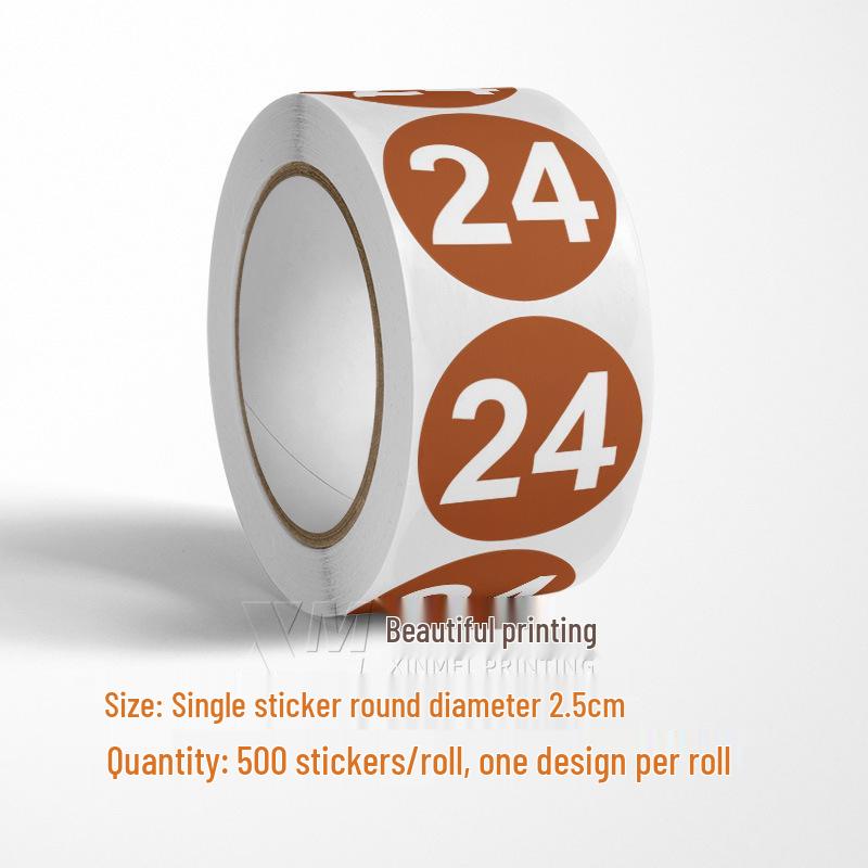 Самоклеящиеся круглые наклейки с номерами 1-33 – Цветные этикетки-идентификаторы в рулоне