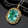 Ювелирные изделия Медное основание Позолоченная Имитация Цветной Сокровище Пара Зеленый Полый Подвеска Ожерелье Камень 20 * 28
