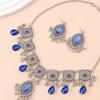 Vintage Ethnic Jewelry Set for Woman Hollow Water Drop Necklace Earrings