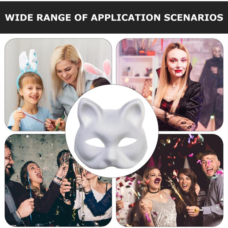 Masquerade Cat Face Masks Party Animal Half Facemasks Masks Props Paintable Blank Masks Party Halloween Cosplay Accessories