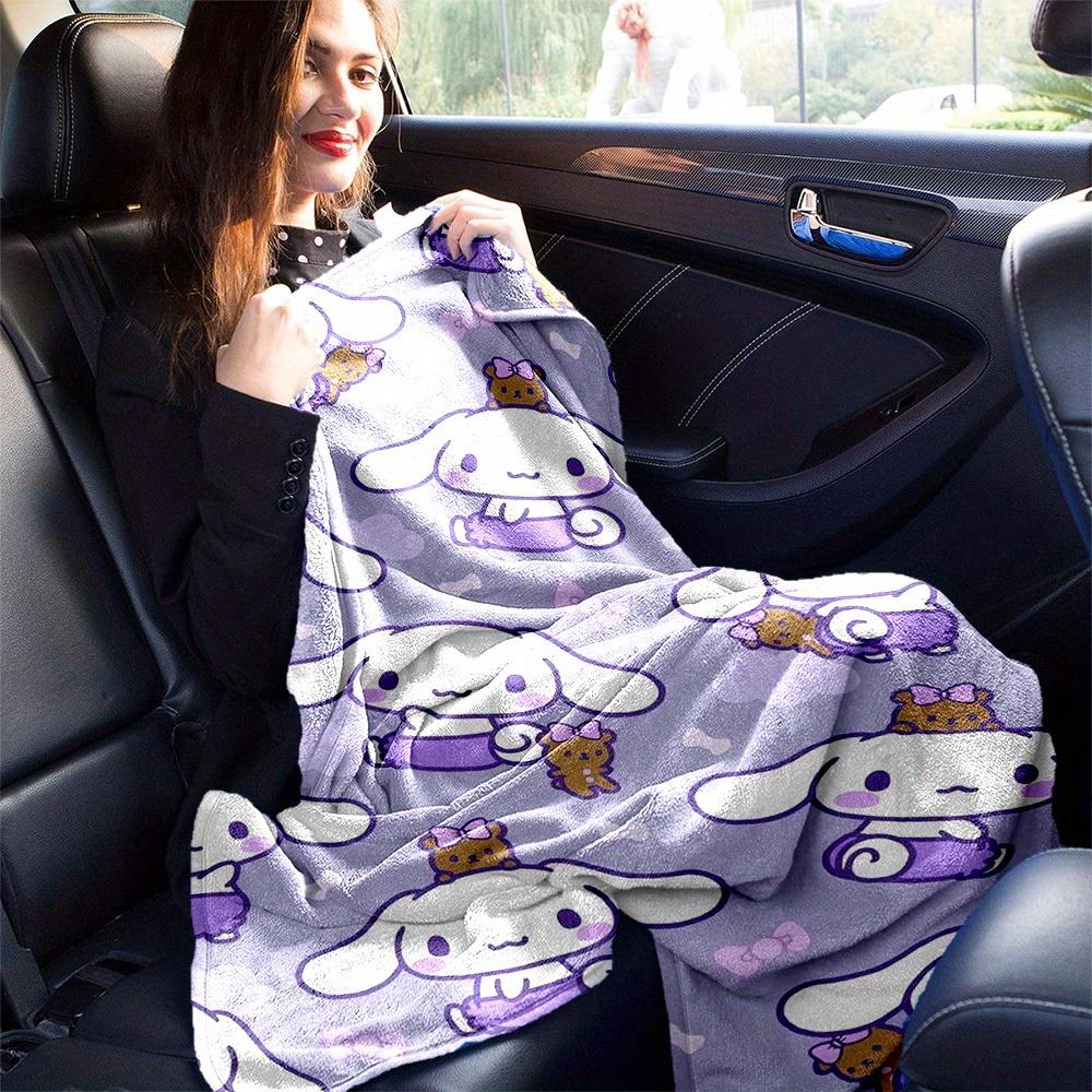 1pc Cute, Purple, Cinnamoroll RV Blanket, Digital Printed Flannel Blanket, Multi-Purpose Four Seasons Hypoallergenic Quilt for Sofa, Bed, Of