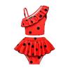 Girls Red & Black Polka Dots Bathing Suit Bikini Swimsuit Swimwear