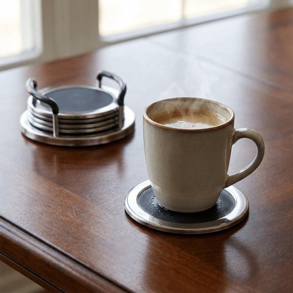 6PCS/SET Round Stainless Steel Coaster Minimalist Drink Pad Creative Insulation Cup Mat Bar