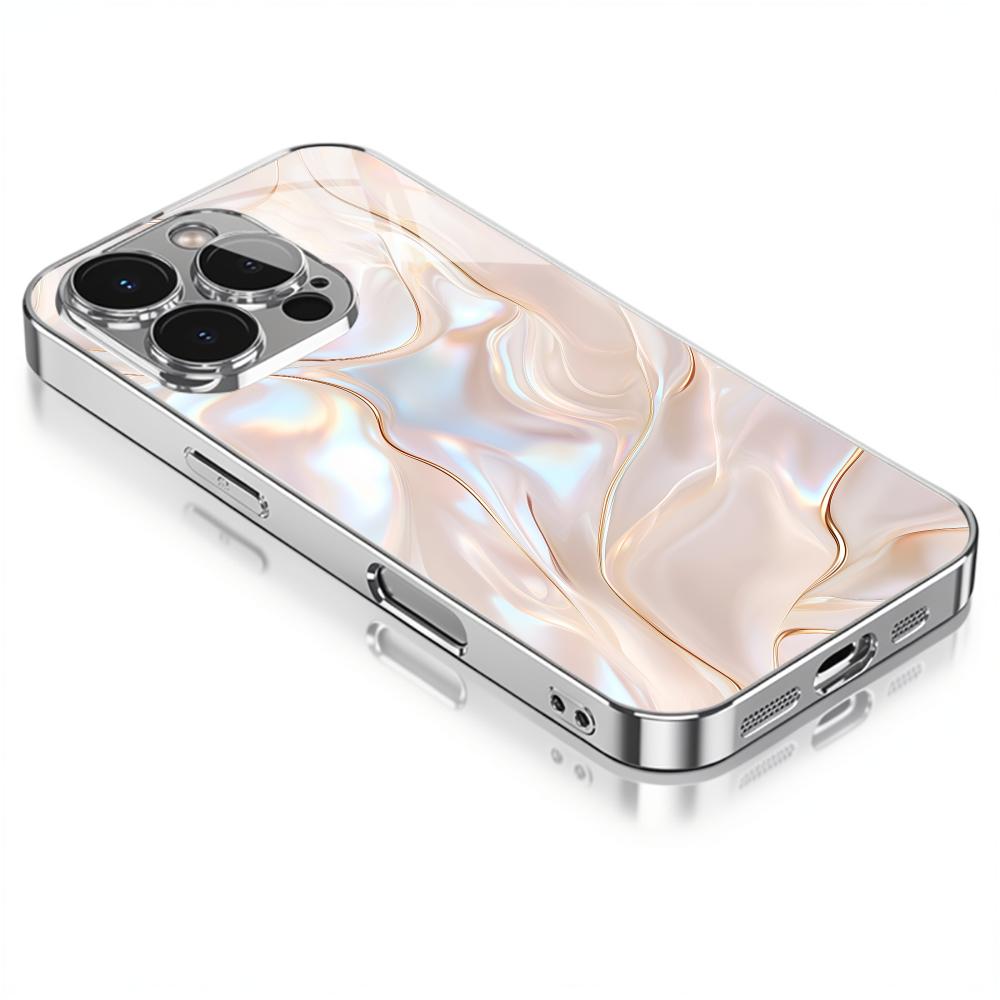 Mother of Pearl Shell Tempered Glass Phone Case For iPhone 18 Pro 16 17 15 Pro 14 13 12 Pro Max Plus Full Lens Wrap Phone Cover