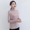 Водолазка с длинным рукавом Футболки женские Топ Осень Зима Однотонные Свободные Модальные Футболки Топ