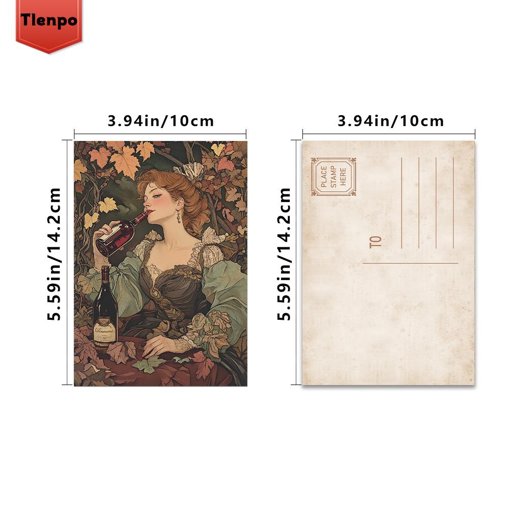 32pcs, Vintage Art Nouveau Women's Postcard Set, Mailing Cards, Greeting Cards, DIY Cards, Memorial Postcards, Decorations