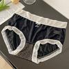 Lace Underpants Women's Summer Thin Antibacterial Cotton Mid Waist Sexy Seamless Mesh Girls Briefs