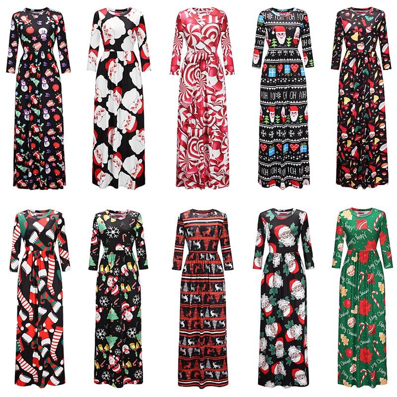 Fashion Women's Long Sleeve Christmas Dress Long Skirt Clothing With Premium Quality Material