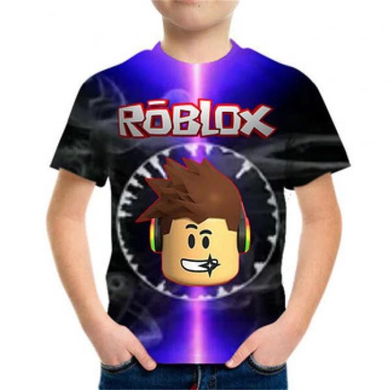Летняя футболка Roblox для мальчиков Детская модная футболка Дышащая Повседневная Одежда с принтом игры Короткий рукав Детская одежда
