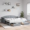 VidaXL Daybed with Trundle and Drawers Light Grey 90x190 Cm Fabric 3197576