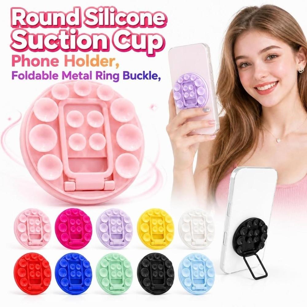 Foldable Suction Cup Phone Holder Round Phone Mount Suction Pad Phone Stand Smartphone Accessory
